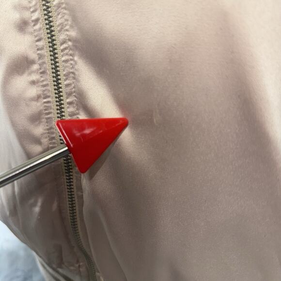 NWT Hem & Thread Medium Pink Champagne Sage Satin Bomber Jacket Zip Retro Raglan - Picture 6 of 6